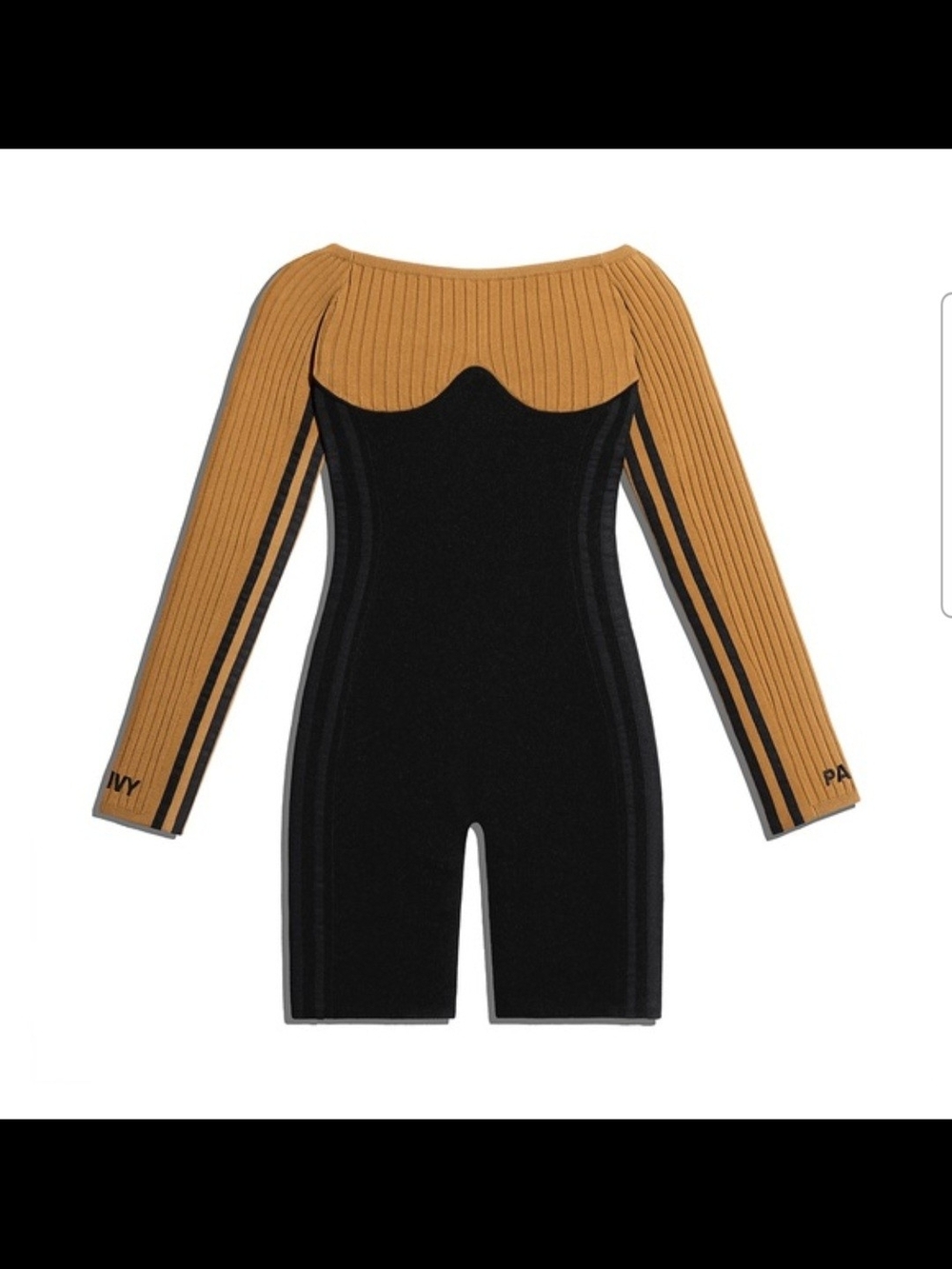 IVY PARK Black & Camel Off-Shoulder Knit Romper